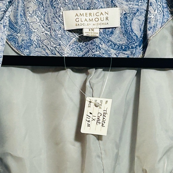 BADGLEY MISCHKA L AMERICAN GLAMOR TRENCH COAT BLUE PRINT- NEW WITH TAGS! - Picture 5 of 8
